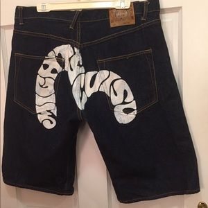 Japanese Jean long shorts Evisu Indigo button fly